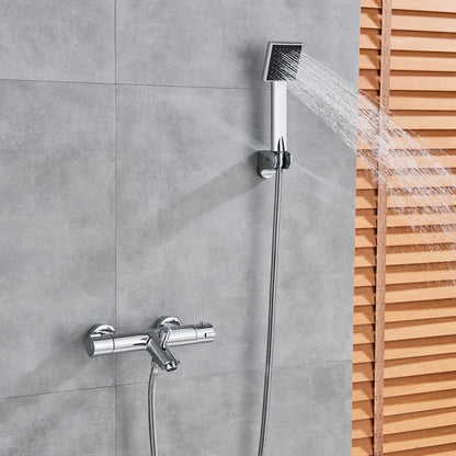 Chrome Telephone Type Wall-Mounted Thermostatic Shower Faucet
