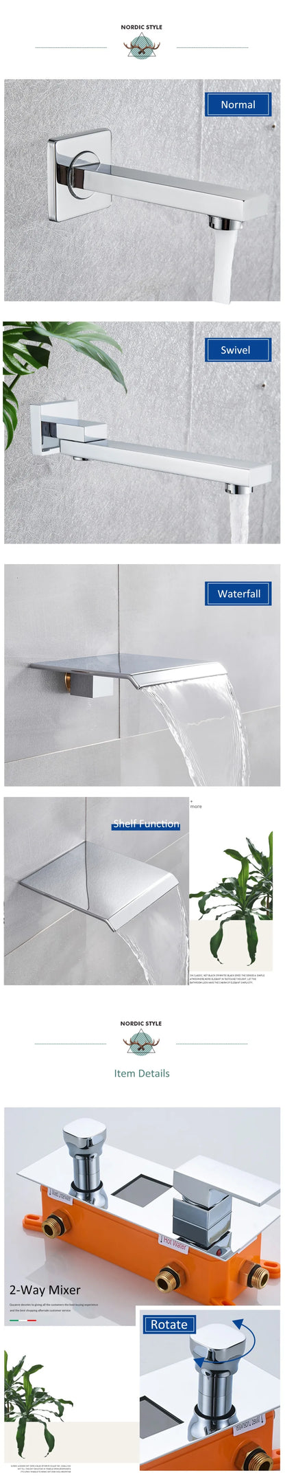 Chrome Bathroom Digital Display Shower Faucet Rainfall Shower