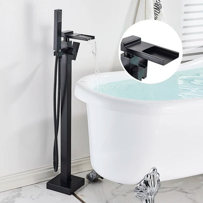 Shbshaimy Golden Floor Bathroom Bathtub Faucet Handshower Cold