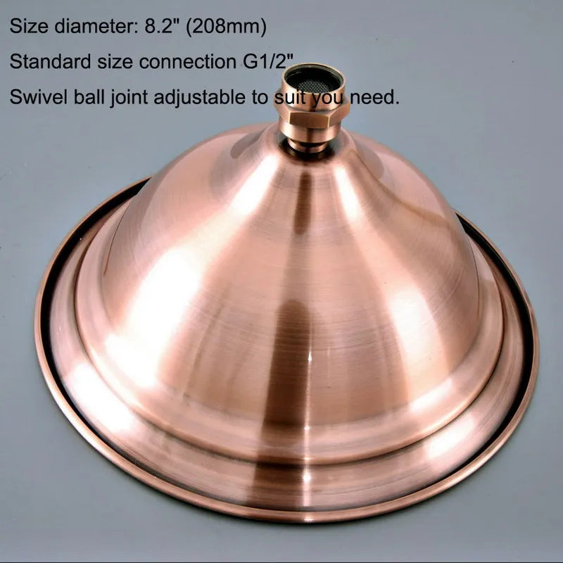 Antique Red Copper Brass Bathroom Rain Shower Head