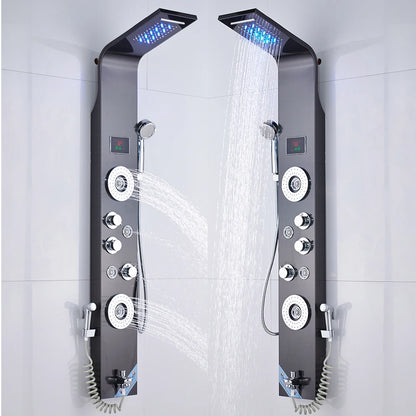Luxury Black/Brushed Bathroom Shower Faucet Led Rainfall Shower