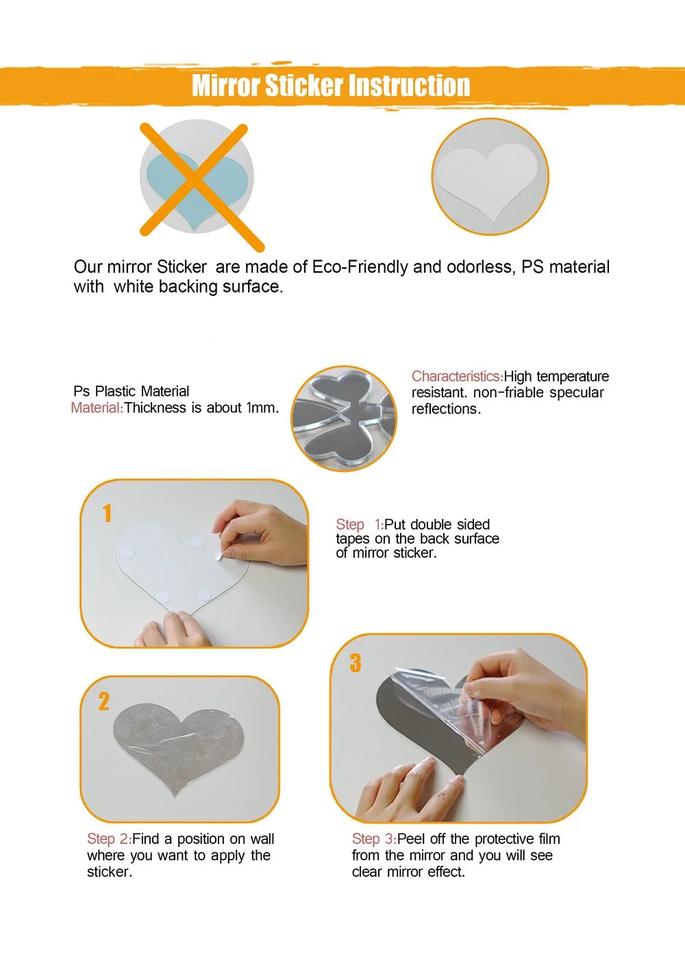Mirror Wall Stickers Decor Self-Adhesive Furniture Sticker