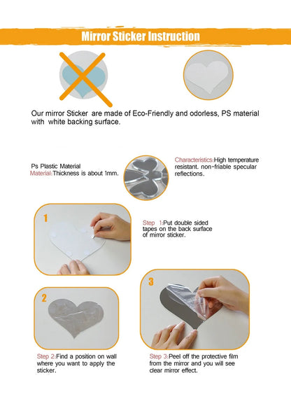 Mirror Wall Stickers Decor Self-Adhesive Furniture Sticker
