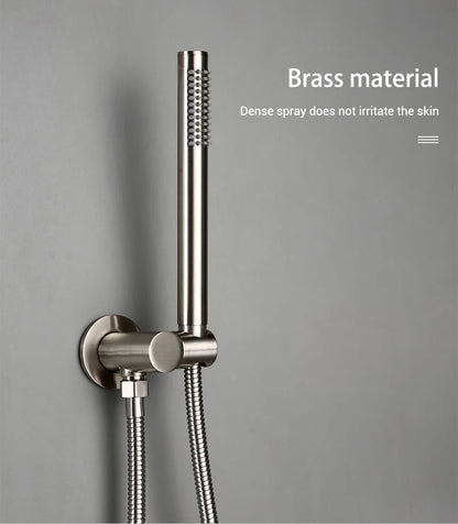 Brushed Stainless Steel Brass Built Installation Rain Shower