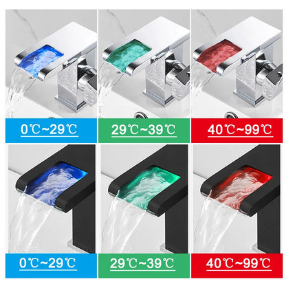 Bathroom Hydropower Led Waterfall Faucet Sink Basin Mixer