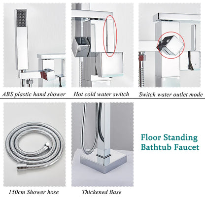 Shbshaimy Golden Floor Bathroom Bathtub Faucet Handshower Cold