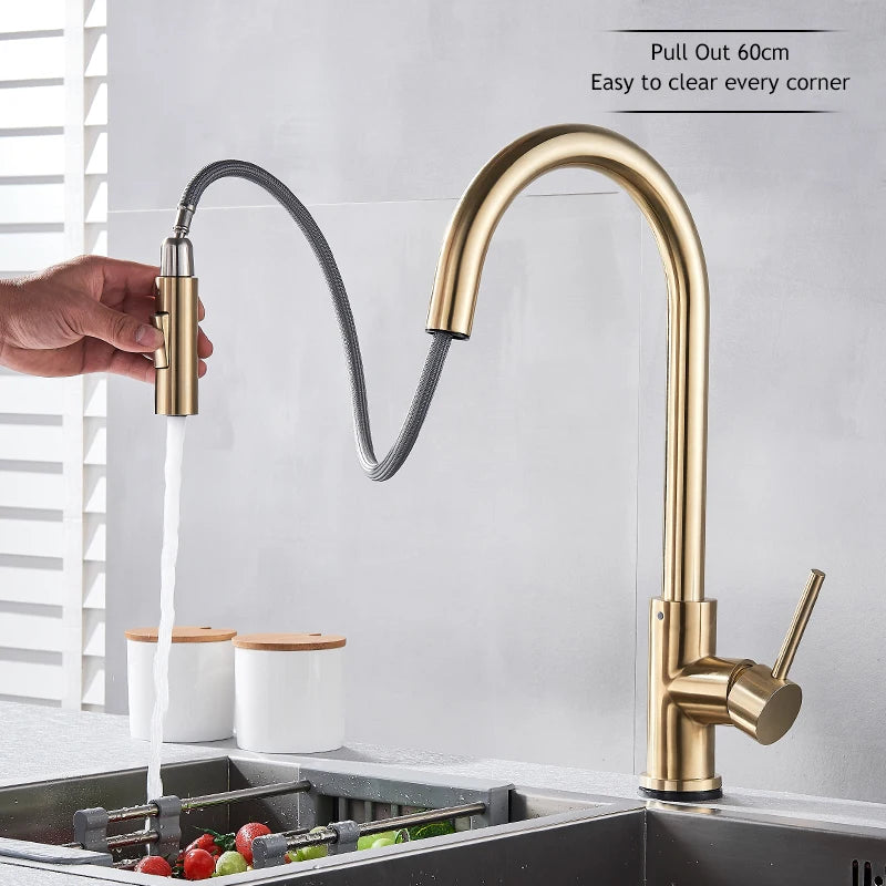 Pull Out Touch Sensor Faucet 360 Rotation Smart