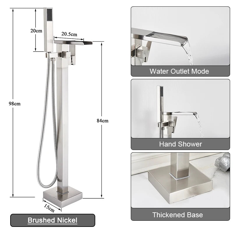 Shbshaimy Golden Floor Bathroom Bathtub Faucet Handshower Cold