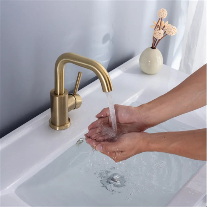 Bathroom Faucet Brushed Gold Bathroom Basin Faucet Cold