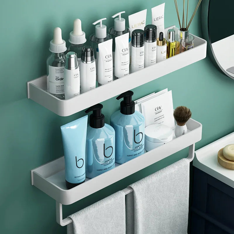 Black / White Bathroom Shelf Shampoo Holder Storage