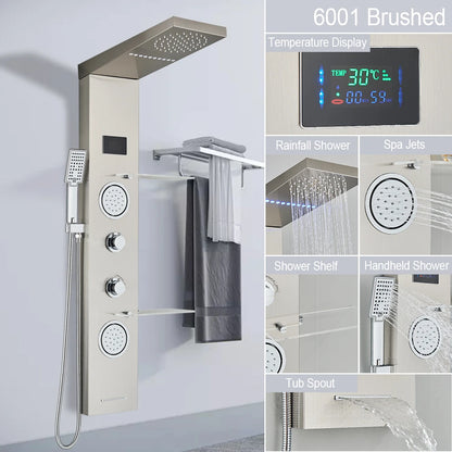 Led Light Shower Panel Waterfall Rain Digital Display