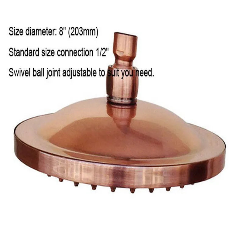 Antique Red Copper Brass Bathroom Rain Shower Head