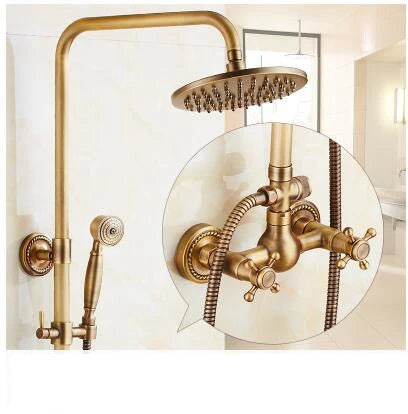 Antique Rain Shower Faucets Hand Brass Wall Mounted
