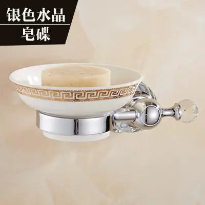 Brass Shower Shelf Toilet Paper Holder Silver Crystal