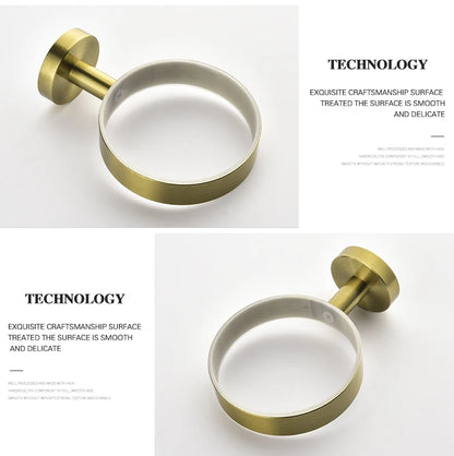 Bathroom Hardware Brushed Gold Toilet Brush Holder Robe