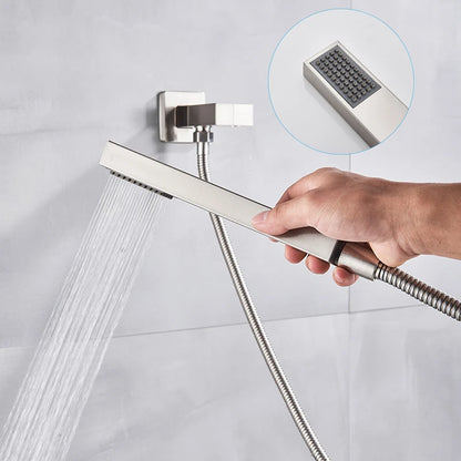 Brushed Nickel Bath Concealed Rainfall Shower Faucets Wall