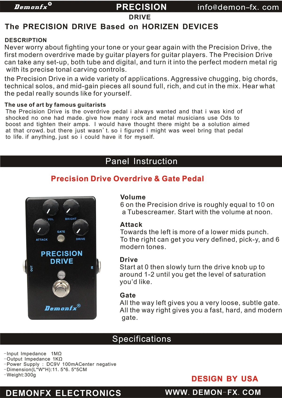 Demonfx Guitar Effect Pedal K-C At-Ds Freedman Be-Odx