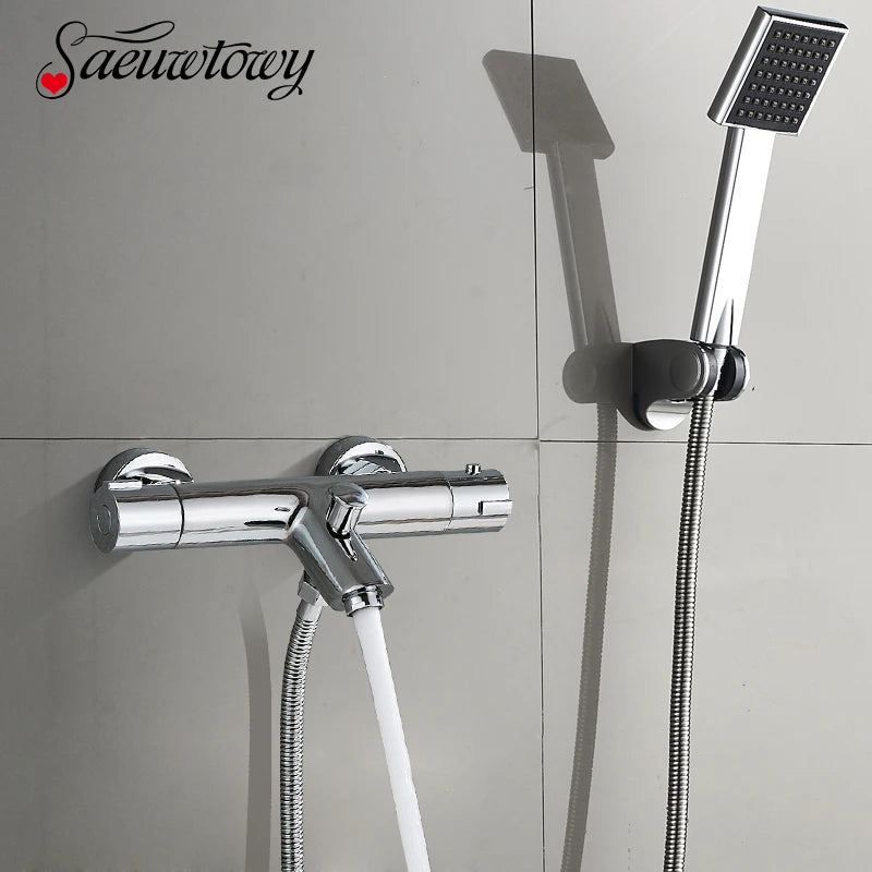 Chrome Telephone Type Wall-Mounted Thermostatic Shower Faucet