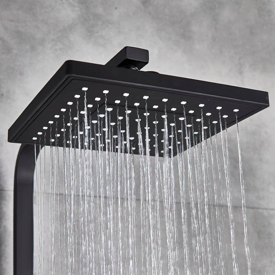 Uythner Bathroom Chrome/Black Shower Faucet Rotate Tub Spout