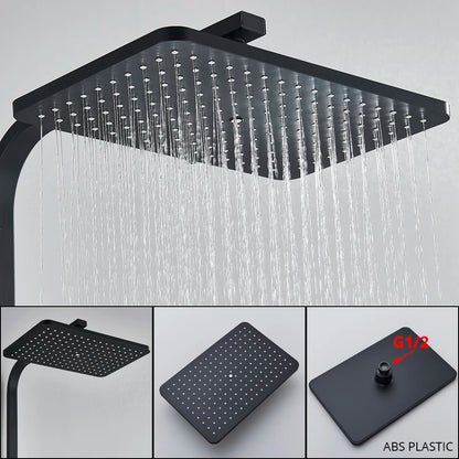 Bathroom Thermostatic Shower Faucet Rainfall Head Wall Mounted
