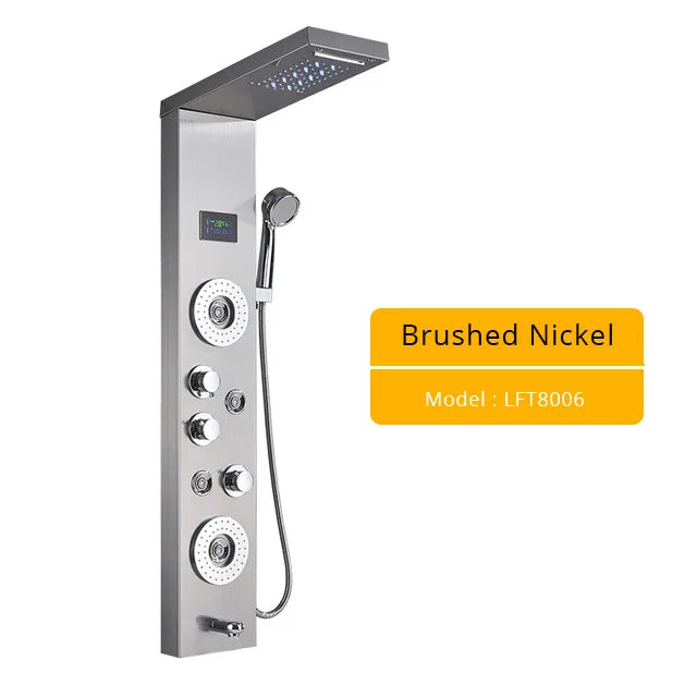 Led Light Shower Panel Faucet Waterfall Rain Shower