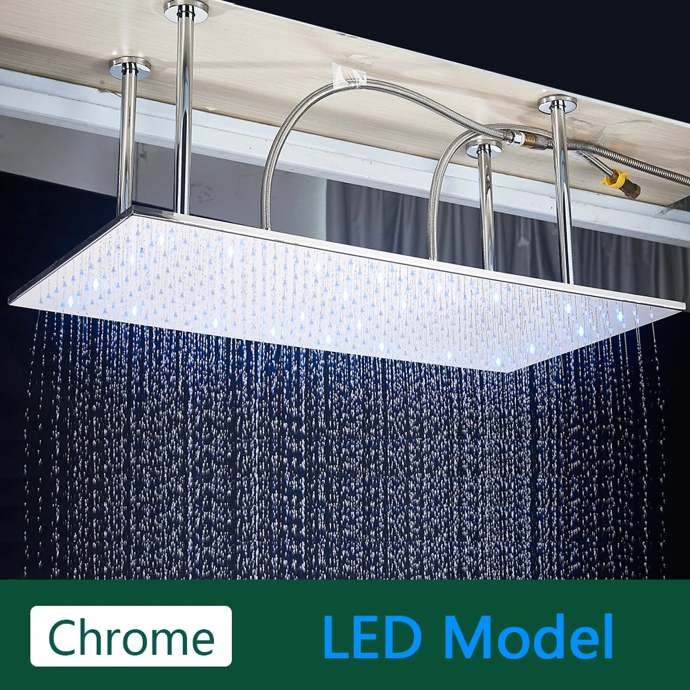 Rozin Led Matte Black Shower Head 40 80cm