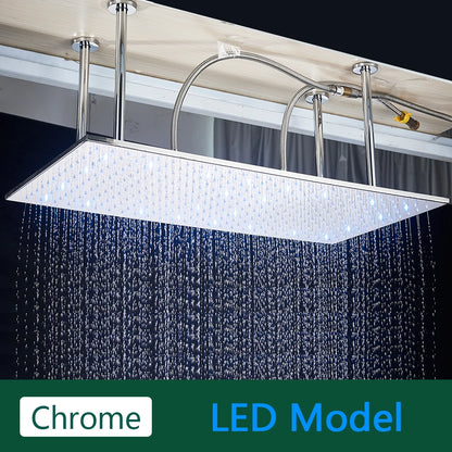 Rozin Led Matte Black Shower Head 40 80cm