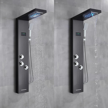 Bathroom Led Light Rain Waterfall Shower Panel Faucet