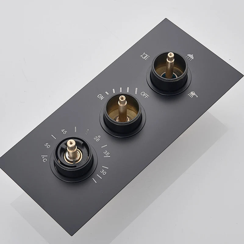 Rozin Matte Black Thermostatic Shower Faucet Wall Mount