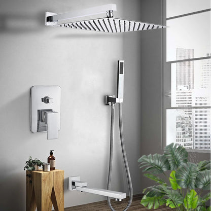 Rozin Wall Mount Rainfall Shower Faucet Chrome Concealed