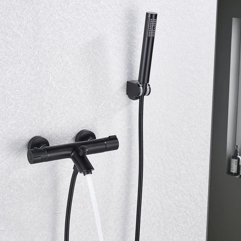 Chrome Telephone Type Wall-Mounted Thermostatic Shower Faucet