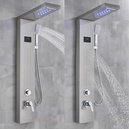 Black/Brushed Bathroom Shower Faucet Led Rainfall Head Shower