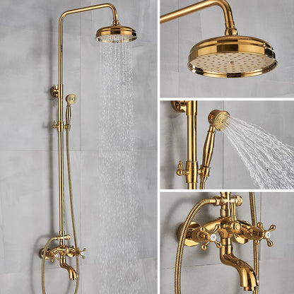 Rozin Gold Bathroom Shower Faucet Wall Mounted Brass