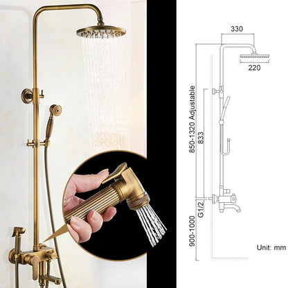 Rain Shower Bidet Spray Faucet Antique Bronze Finished