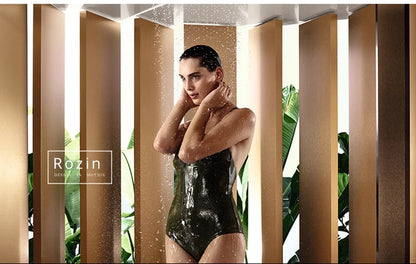 Led Light Shower Faucet Bathroom Waterfall Rain Black