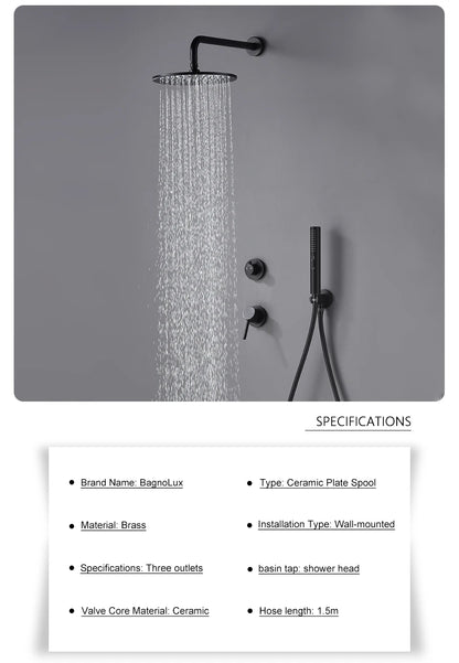 Bathroom Faucet Black Brass Built Installation Rain Shower