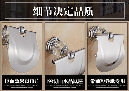 Brass Shower Shelf Toilet Paper Holder Silver Crystal