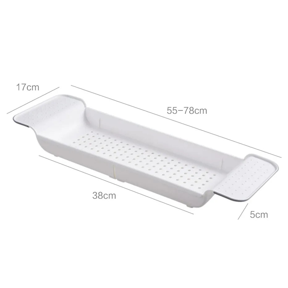 Bathtub Shelf Extendable Bathroom Tray Shower Caddy Bamboo