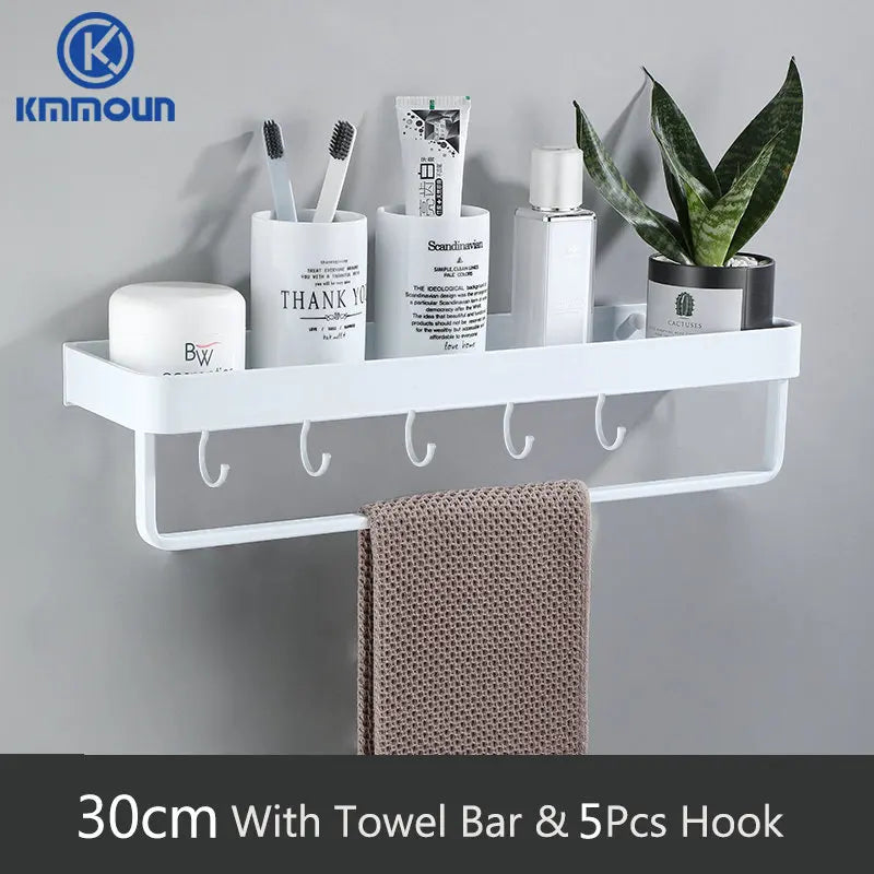 Black / White Bathroom Shelf Shampoo Holder Storage