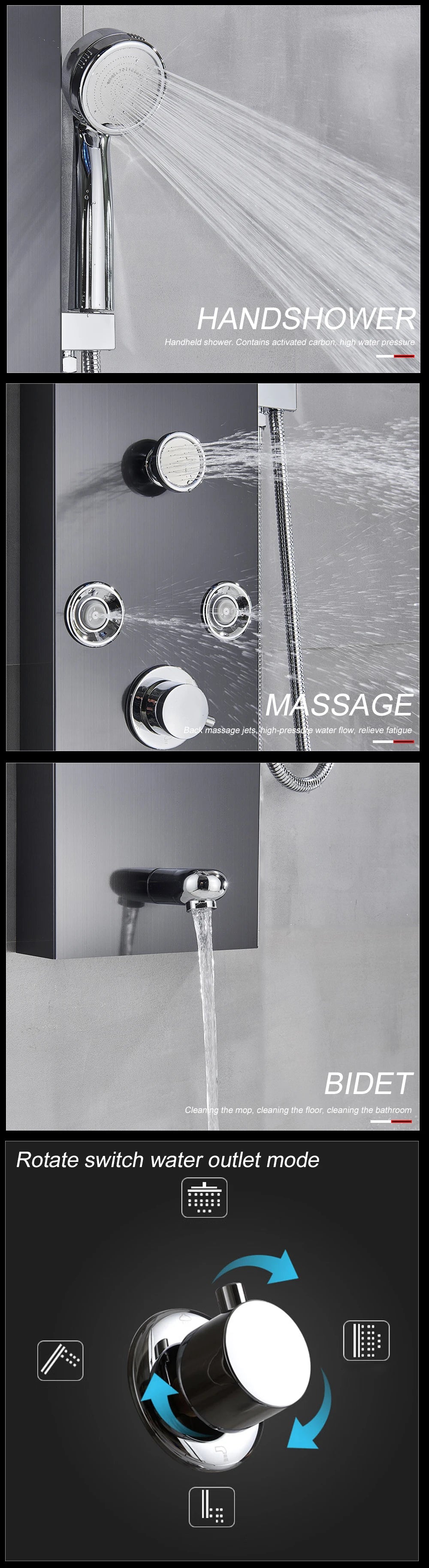 Led Light Shower Panel Waterfall Rain Digital Display
