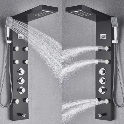 Black Bath Shower Thermostatic Mixer Shower Panel Rainfall