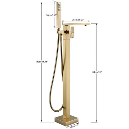 Shbshaimy Golden Floor Bathroom Bathtub Faucet Handshower Cold