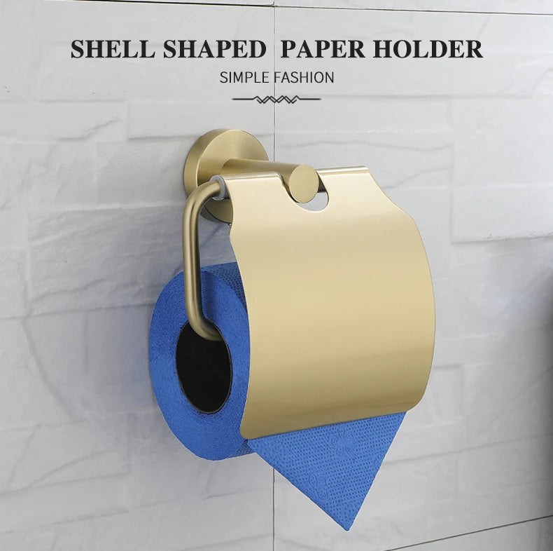 Bathroom Hardware Brushed Gold Toilet Brush Holder Robe
