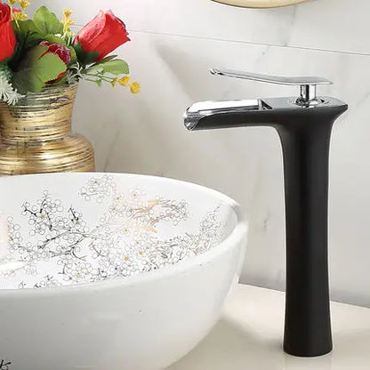 Basin Faucet Gold Waterfall Faucet Brass Bathroom Faucet