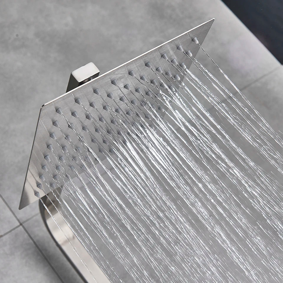 Uythner Bathroom Chrome/Black Shower Faucet Rotate Tub Spout