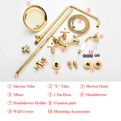 Gold Shower Faucet Bath Shower Mixer Tap Rainfall