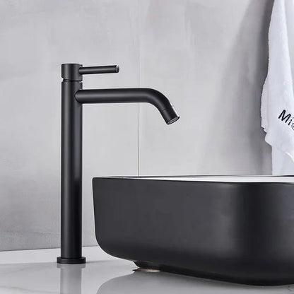 Tall Basin Sink Faucet Slim Black Chrome Bathroom