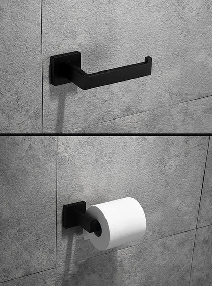 Black Bathroom Stainless Steel Wall Rack Towel Rack