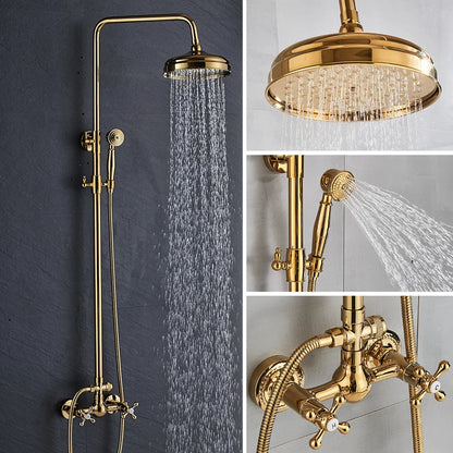 Rozin Gold Bathroom Shower Faucet Wall Mounted Brass