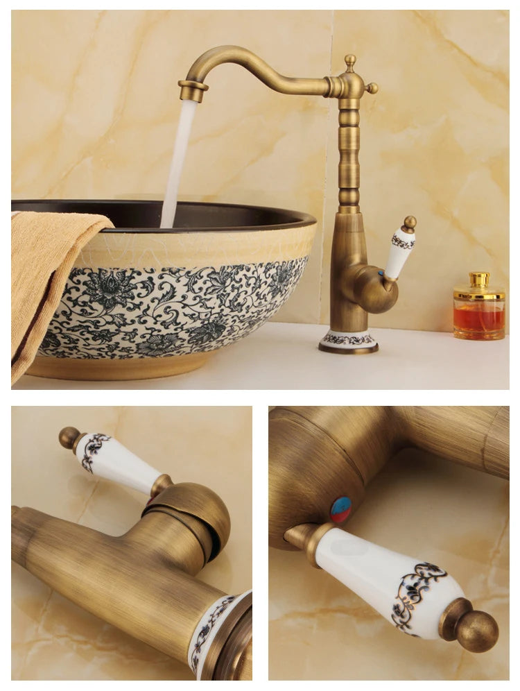 Antique Retro Faucet Basin Mixer Bathroom Cold Water